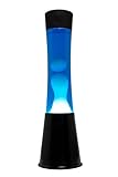 Fisura - Weiße und blaue Lavalampe. Schwarzer Sockel, blaue Flüssigkeit und weiße Lava. Lavalampe mit Ersatzbirne. Abmessungen: 11 x 11 x 39,5 Zentimeter.